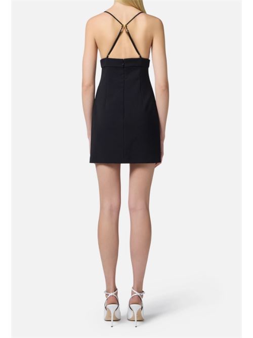 DRESS WITH LACE AND FLOWERS ELISABETTA FRANCHI | AB72952E2110 NERO